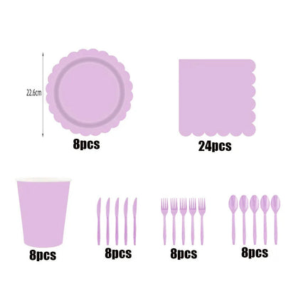 New purple party disposable tableware, baby shower, wedding party decoration, children's adult birthday party event celebration Good Vibrations