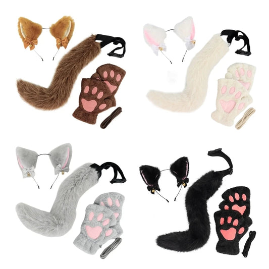 Cats Dress up Costume Includes Headband, Tail, Gloves for Girl Halloween Good Vibrations