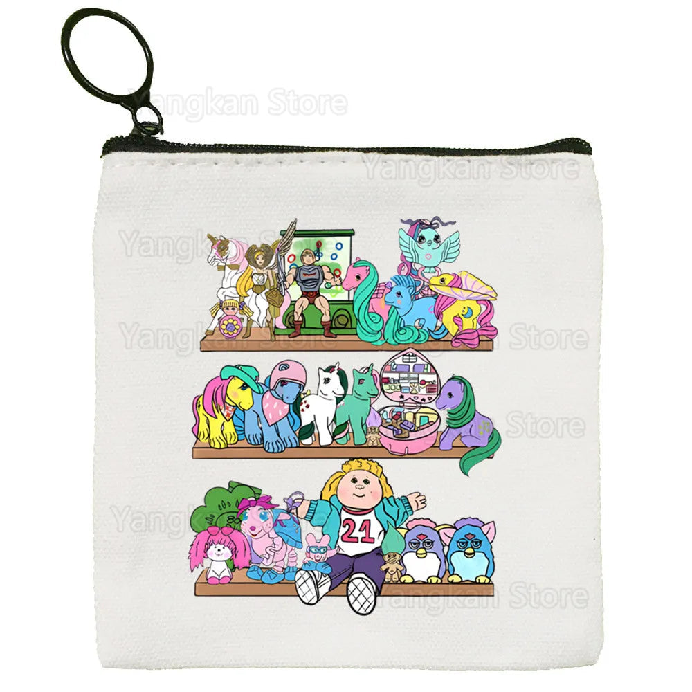 Kawaii Polly Pocket Bag Pure White Bag Handmade Cloth  Coin Purse Whiteboard Bag Handbag Good Vibrations