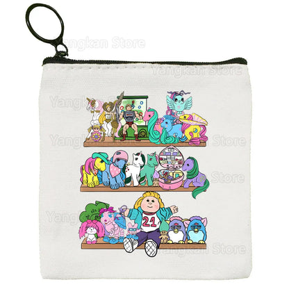 Kawaii Polly Pocket Bag Pure White Bag Handmade Cloth  Coin Purse Whiteboard Bag Handbag Good Vibrations