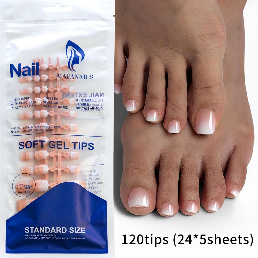 120Pcs French Short Square Artificial Press On Toenails Nude Pink Full Cover False Toe Nails Fake Toe Nail Extension For Women Good Vibrations