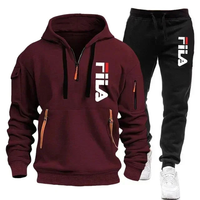 Spring and Autumn street new men's zipper hoodie + pants two-piece set, outdoor multi-pocket men's casual pullover sports suit Good Vibrations
