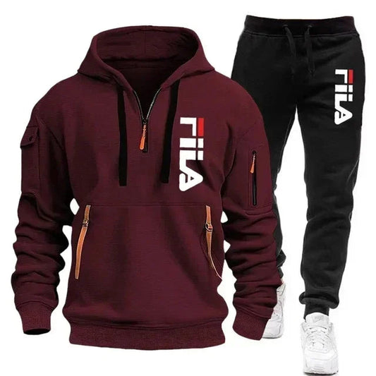 Spring and Autumn street new men's zipper hoodie + pants two-piece set, outdoor multi-pocket men's casual pullover sports suit Good Vibrations