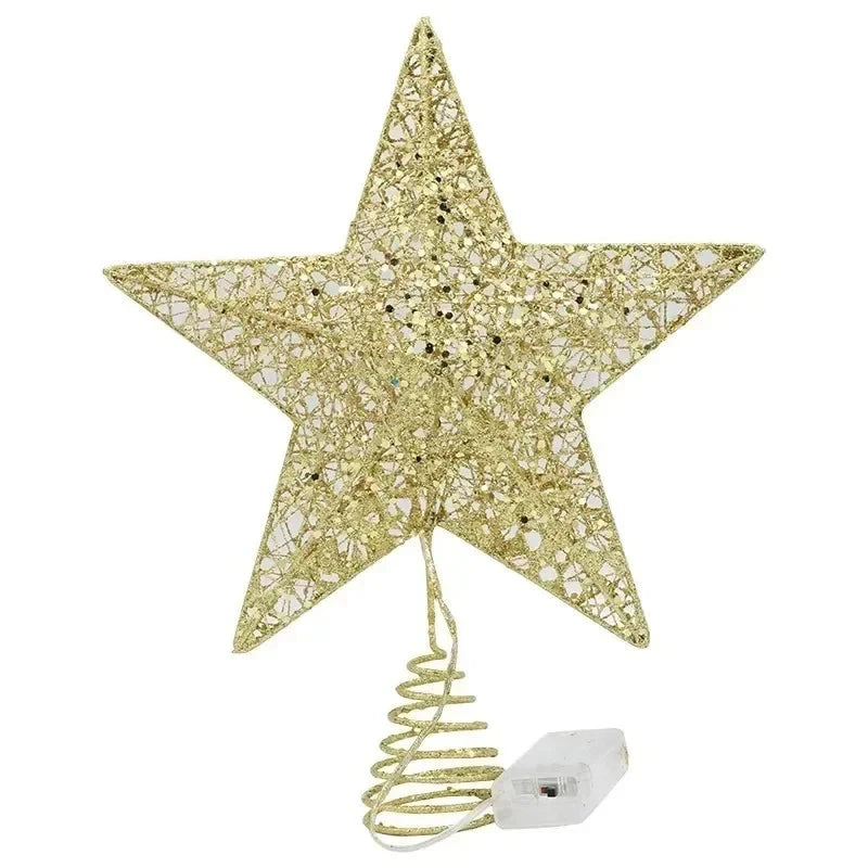 Christmas Tree Topper Star with LED Lights 20cm/25cm Festive Shining Decoration for Xmas Tree Home Holiday Decor Good Vibrations