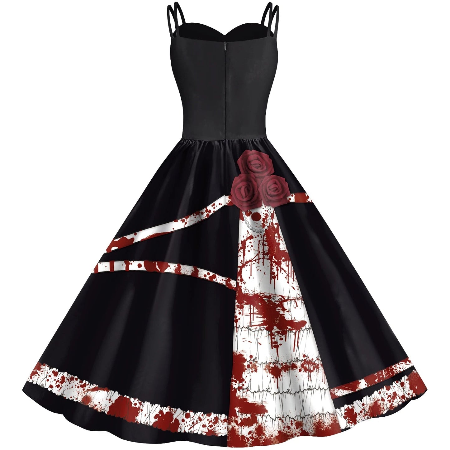 Halloween Holidays Party Rockabilly Dress DRESSES Big Swing Robe Vintage Ladies Gothic Rose print 3D autumn Festival Costumes Good Vibrations