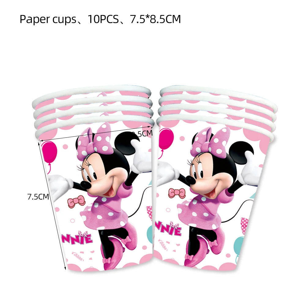 Minnie Mouse Birthday Decoration Disposable Cups Plates Tablecloth Cake Latex Balloon Baby Shower Kids Girls Party Supplies Good Vibrations