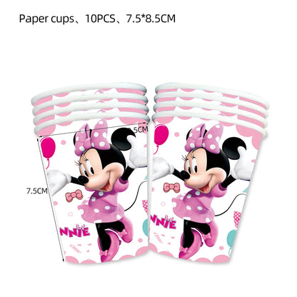 Minnie Mouse Birthday Decoration Disposable Cups Plates Tablecloth Cake Latex Balloon Baby Shower Kids Girls Party Supplies Good Vibrations