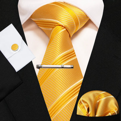 8cm Silk Mens Ties Green Black Ties plaid stripe NeckTie Pocket Square Cufflinks Tie clips Set Men's Wedding business Party Tie Good Vibrations