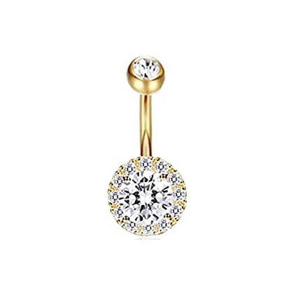 1Pc Gold Color Stainless Steel Belly Ring, Flower Heart Shaped CZ Crystal Navel Belly Button Rings Butterfly Navel Piercings 14G Good Vibrations Adult Super Store