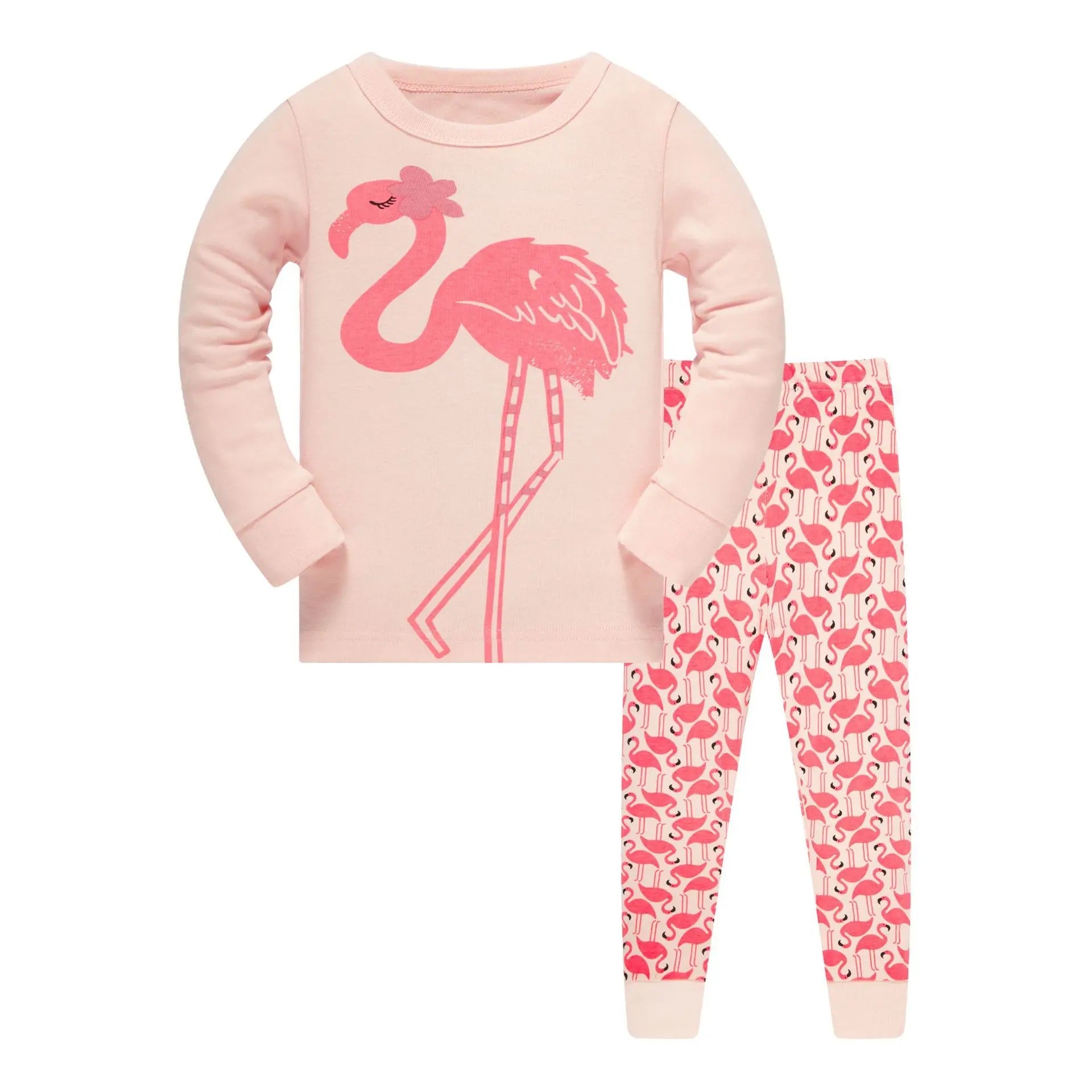 Jumping Meters 3-8T Flamingo Print  Autumn Winter Girls Sleepwear Fashion Children's Home Clothes Kids Pyjamas Costume Good Vibrations