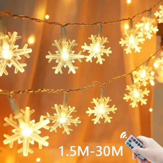 Christmas Tree Decorations 1M-30M LED Garland Holiday Snowflakes String Fairy Lights Ornaments for Home Party Noel Navidad 2026 Good Vibrations