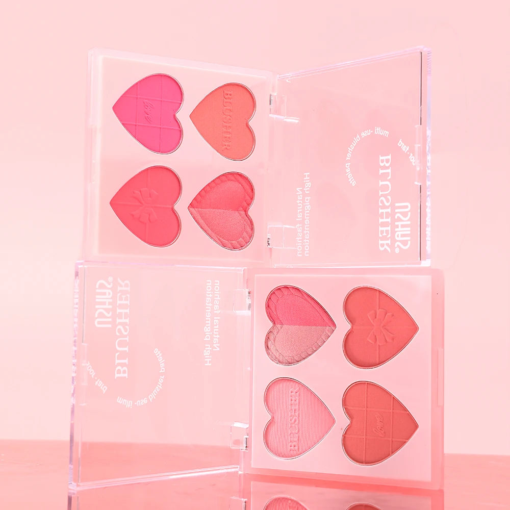 USHAS Blush Plate, 2-Color Optional, Long-lasting Waterproof, Silky and Delicate, Natural Makeup Effect, 3-in-1 Multi-Purpose Good Vibrations