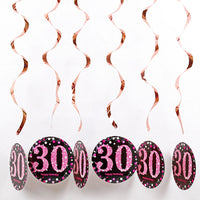 6pcs PVC 18 21 30 40 50 Years Old Spiral Happy Birthday Swirl Hanging Ornaments Party Background Layout Decor Supplies Good Vibrations