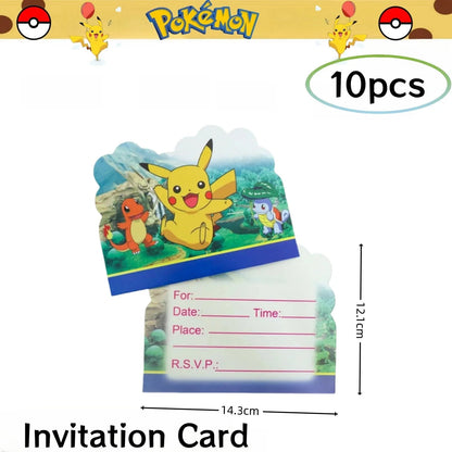 Pokemon Birthday Party Decorations Pikachu DIY Sticker Tableware Plate Tablecloth Baby Shower Kids Favors Gifts Party Supplies Good Vibrations