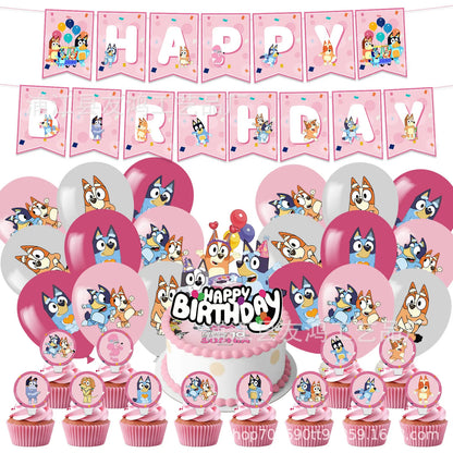 Bluey Theme Birthday Party Decorations Celebration Party Balloons Disposable Tableware Cup Plate Baby Shower Kid Party Set Good Vibrations