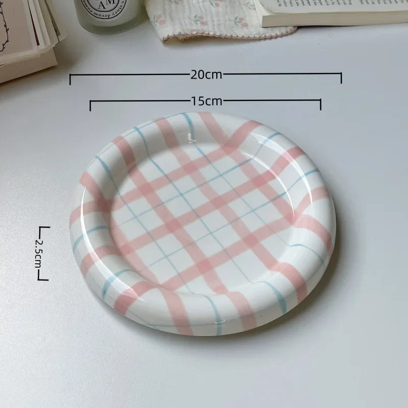 1pcs 6/8Inches Cream Luxury Plate Dish Food Grade Ceramic Snack Cake Plate Household Tableware Ceramic Dishs Table Decorations Good Vibrations