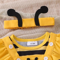 Newborn Baby Girl Halloween Outfit Long Flying Sleeve Romper Bee Suspender Skirt Dress Cute Baby Girl Fall Winter Clothes Good Vibrations