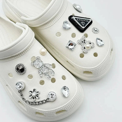 Shoe Charm for Crocs DIY Cartoon Pearl Bear Bead Chain Shoe Decorations Accessories Charms for Clogs Bogg Bag Slides Sandals Good Vibrations