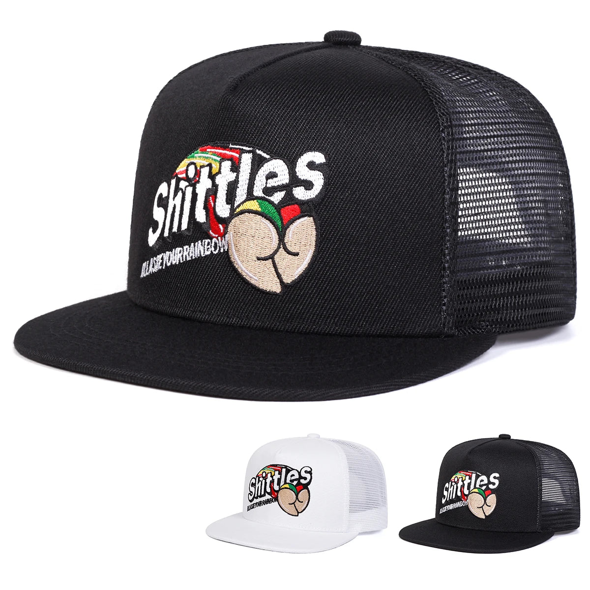 Unisex SHITTLES Embroidery Hip-hop Net Hats Spring Summer Outdoor Adjustable Casual Baseball Caps Sunscreen Hat Sports Cap Good Vibrations