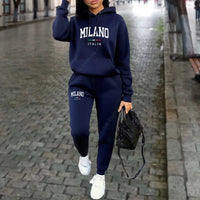 Autumn Winter Women's Sets 2pcs Hoodies Pants Suit Sports Outfits 2025 MILANO Letter Print Aesthetic Clothes Ladies Tracksuit Good Vibrations