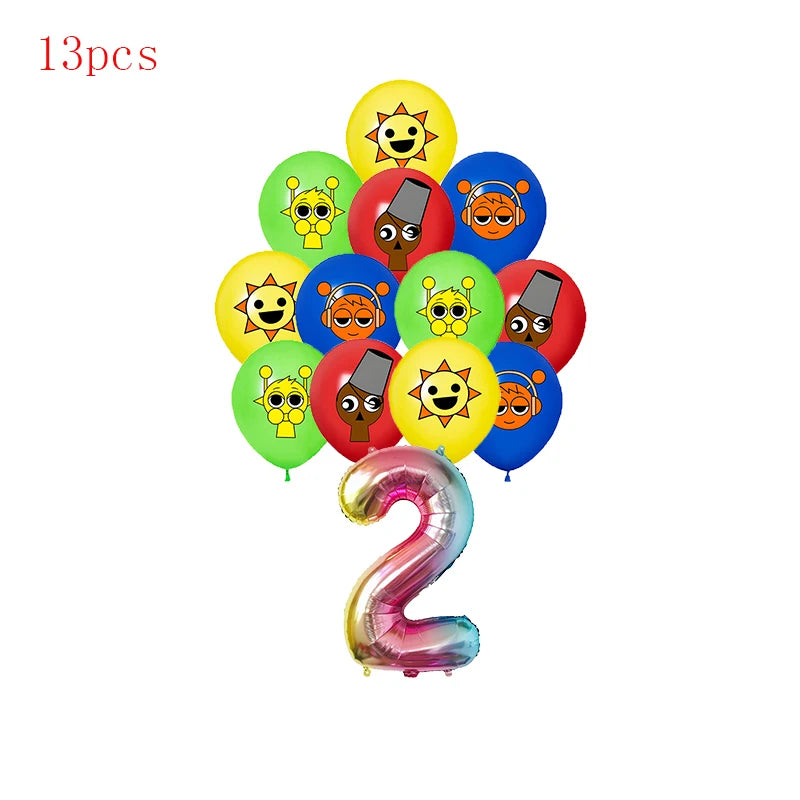 Incredibox sprunki Birthday Party Decorations Cake Topper Balloons Tablecloth Cups Plates Kids Birthday Party Supplies Good Vibrations