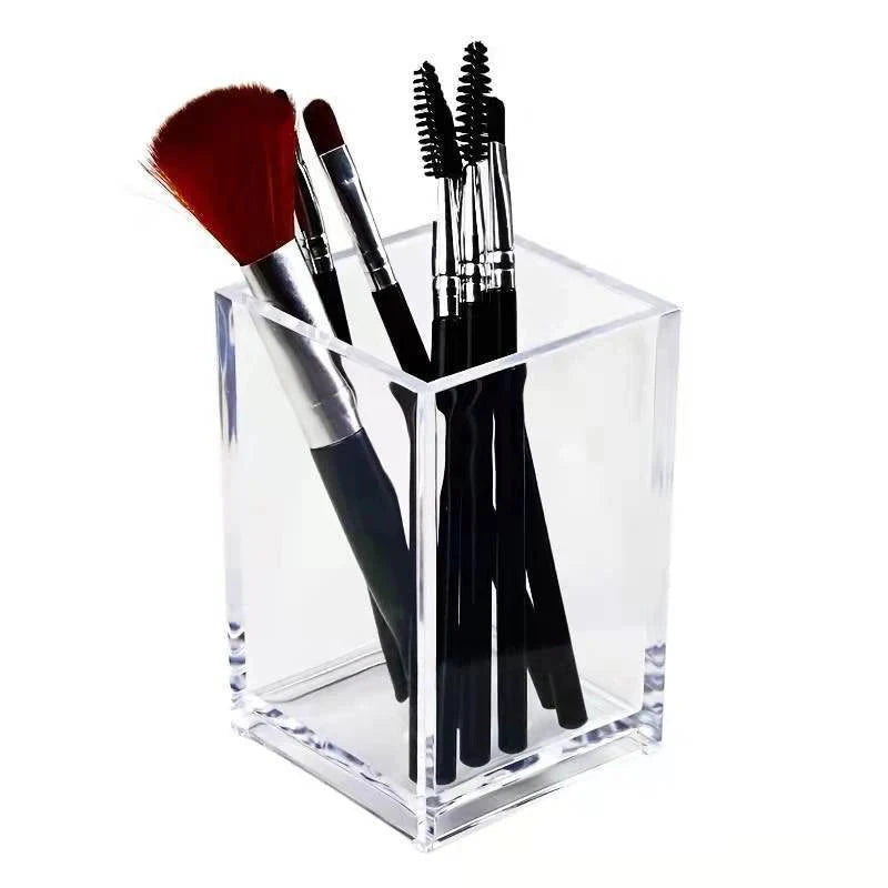 Make Up Organizer Plastic Makeup Brush Pot Storage Acrylic For Cosmetics Holder Desk Cosmetic Storage Container Good Vibrations