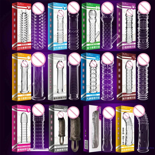 Particles Condoms Reusable Sex Toys High Sensitivity Sleeves