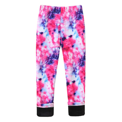 Girls Warm Plush Long Pants for Autumn Spring Cartoon Butterfly Striped Soft Cozy Leggings Fleece-Lined Bottoms Kids Casual Wear Good Vibrations