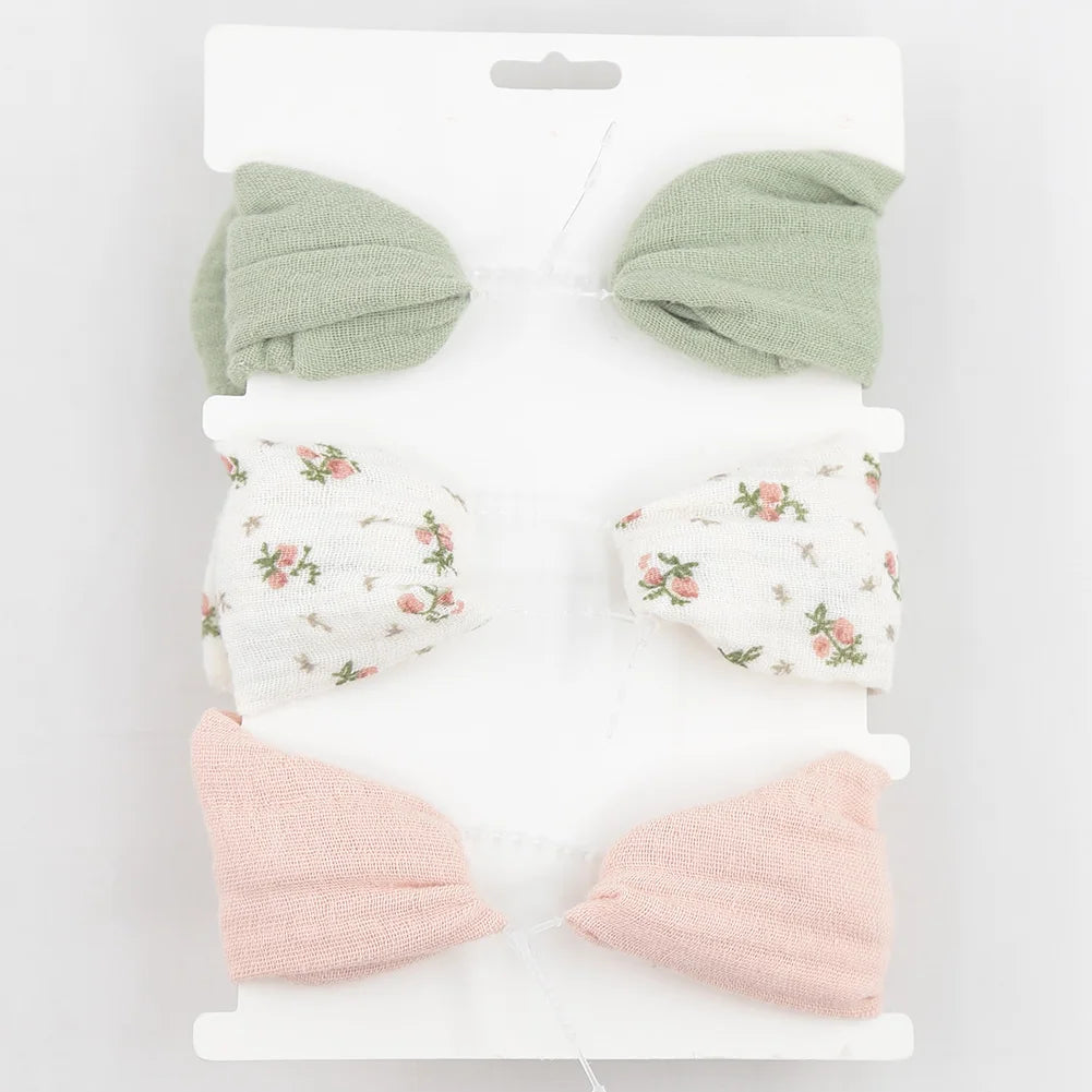 3Pcs/Set Solid Muslin Cotton Linen Baby Headband Elastic Rabbit Ear Hair Band Infant Girl Turban Headwraps Stretch Accessories Good Vibrations