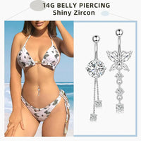 3-5pcs/Lot Belly Button Ring Sets Heart Butterfly Flower Dangled Belly Piercing Nombril 14G Curved Navel Rings Jewelry for Women Good Vibrations Adult Super Store