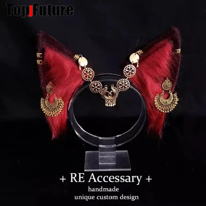 Harajuku Halloween Gothic Punk LolitaWomen Cosplay Animal Wolf Ears Headdress Plush Hairband Furry Lolita Headband Anime GOOD Vibrations