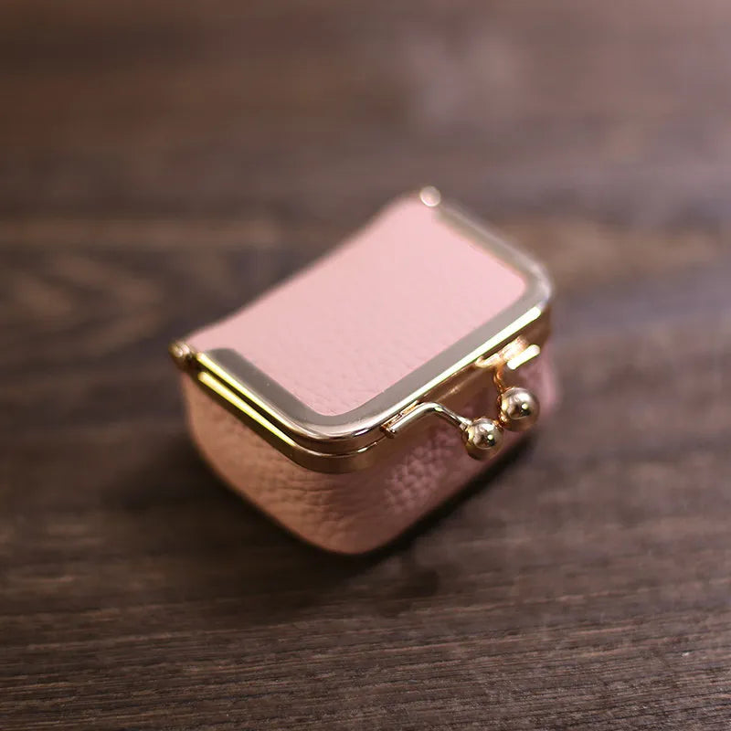 Litchi Grain Mini Bag, 2 Sizes Available, Retro Metal Kiss Lock, Portable Jewelry Pouch for Rings, Earrings & Necklaces Coin Pur Good Vibrations