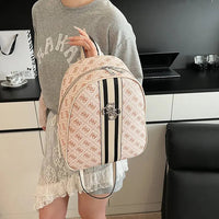 2025 Trendy Casual Simple Old Fashioned Printed Backpack for Women - Spacious Design, Multi - Compartment, Perfect for Daily Use Good Vibrations