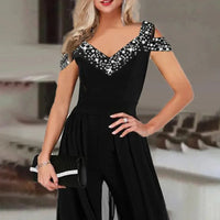 Jumpsuits Women new summer fashion matercial hollow out V-neck off-the-shoulder high waist jumpsuit women rompers CKXS9230198 Good Vibrations