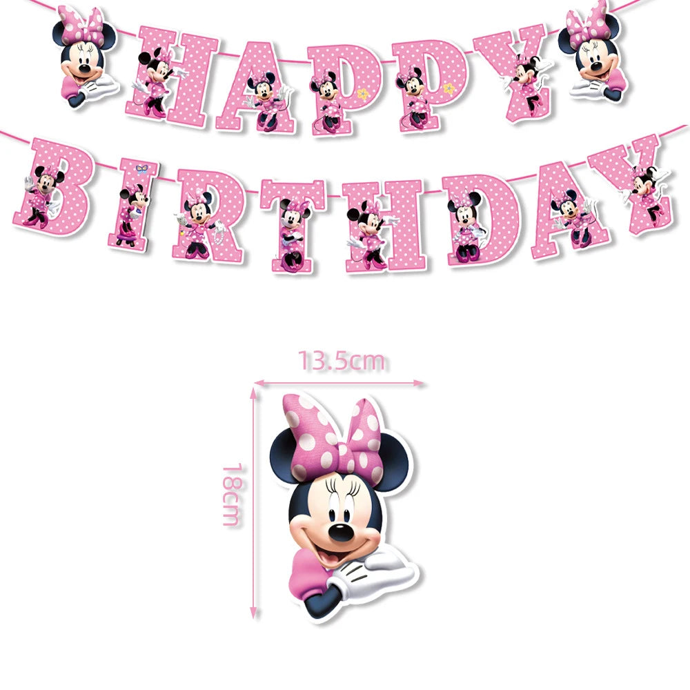 Minnie Mouse Birthday Decoration Disposable Cups Plates Tablecloth Cake Latex Balloon Baby Shower Kids Girls Party Supplies Good Vibrations