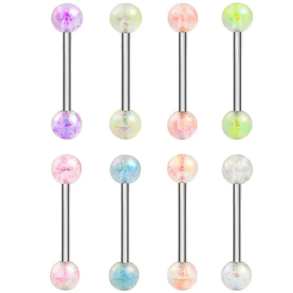 6PCS Acrylic AB Tongue Piercing Set Nipple Piercing Barbell Bulk 14G Shiny Tongue Barbell Lot Nipple Ring Pack Piercing Lengua Good Vibrations Adult Super Store