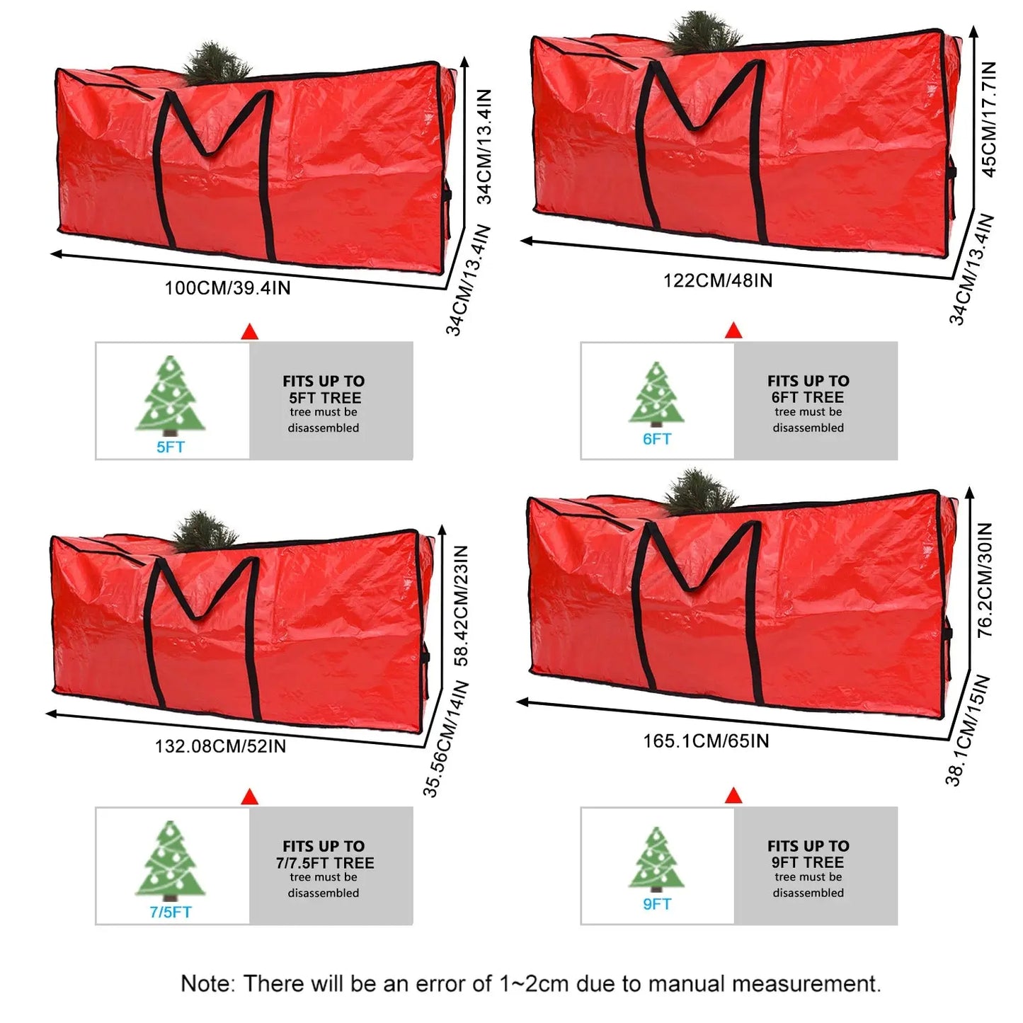 Christmas Tree Storage Bag Fits5 6 7 9 Ft Artificial Trees Plastic Waterproof Christmas Bag Durable Handles Labeling Card Slot Good Vibrations