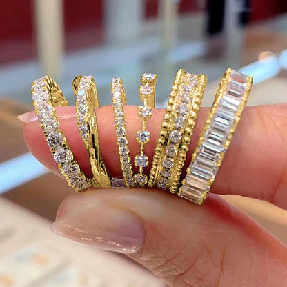 New Fashion Contracted Design Women's Ring with Brilliant White Cubic Zirconia Wedding Party Daily Wearable Statement Jewelry Good Vibrations