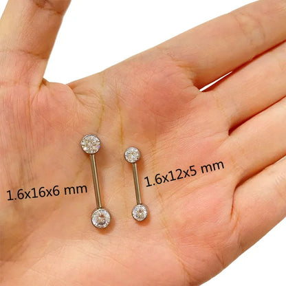 ASTM F136 Titanium PIERC Barbell Ring Nipple Ring Barbell CZ 16/14/12mm Ear Bar Piercing Bar Barbells Nipple Piercing Jewelry Good Vibrations
