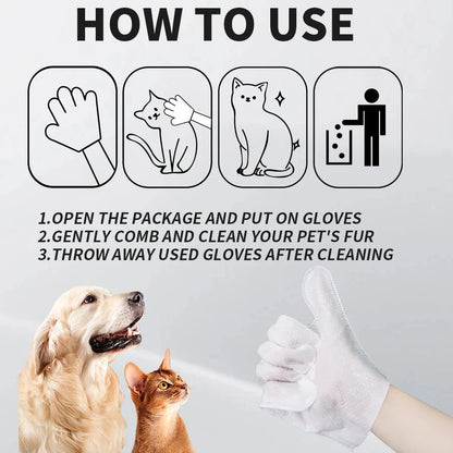 Cleaning Wipes Gloves for Dog and Cat,Pet Bathing Wipes Cleaning & Deodorizing,Dog Wipes for Body Paws Butt Daily Care,Cat Groom Good Vibrations