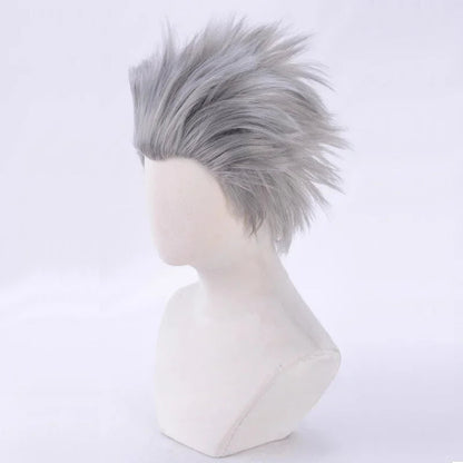 Vergil Cosplay Wig Short Silver Grey Slicked-back Hair Heat Resistant Synthetic Hair Wigs Good Vibrations