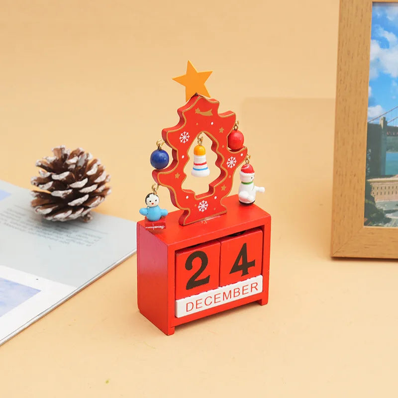 Christmas Gifts Wooden Calendar Tabletop Ornaments Santa Claus Christmas Tree Decorations Home Decoration Accessories Good Vibrations