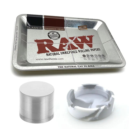 18cmx12.5cm Herb Tobacco Rolling Tray Set Silicone Ashtray Ash Tray 40mm Metal Herbal Grinder Kit Smoking Accessories Good Vibrations Adult Super Store