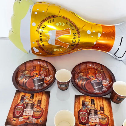 Whiskey Birthday Party Decorations Balloons Hanging Swirls Tablecloth Beers 30th 40th 50th Whiskey Birthdayy Party Decorations Good Vibrations