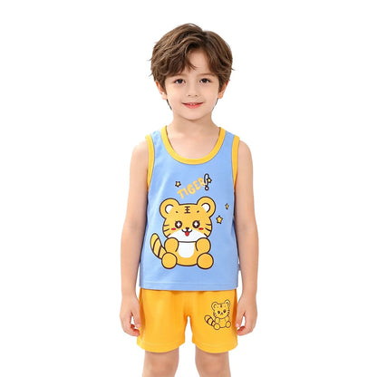 Summer Children Sets Kids Clothes Boys Girls Vest Suit Children's Clothing baby Cotton T-Shirts Shorts Tank Top Sleeveless 0-7T Good Vibrations