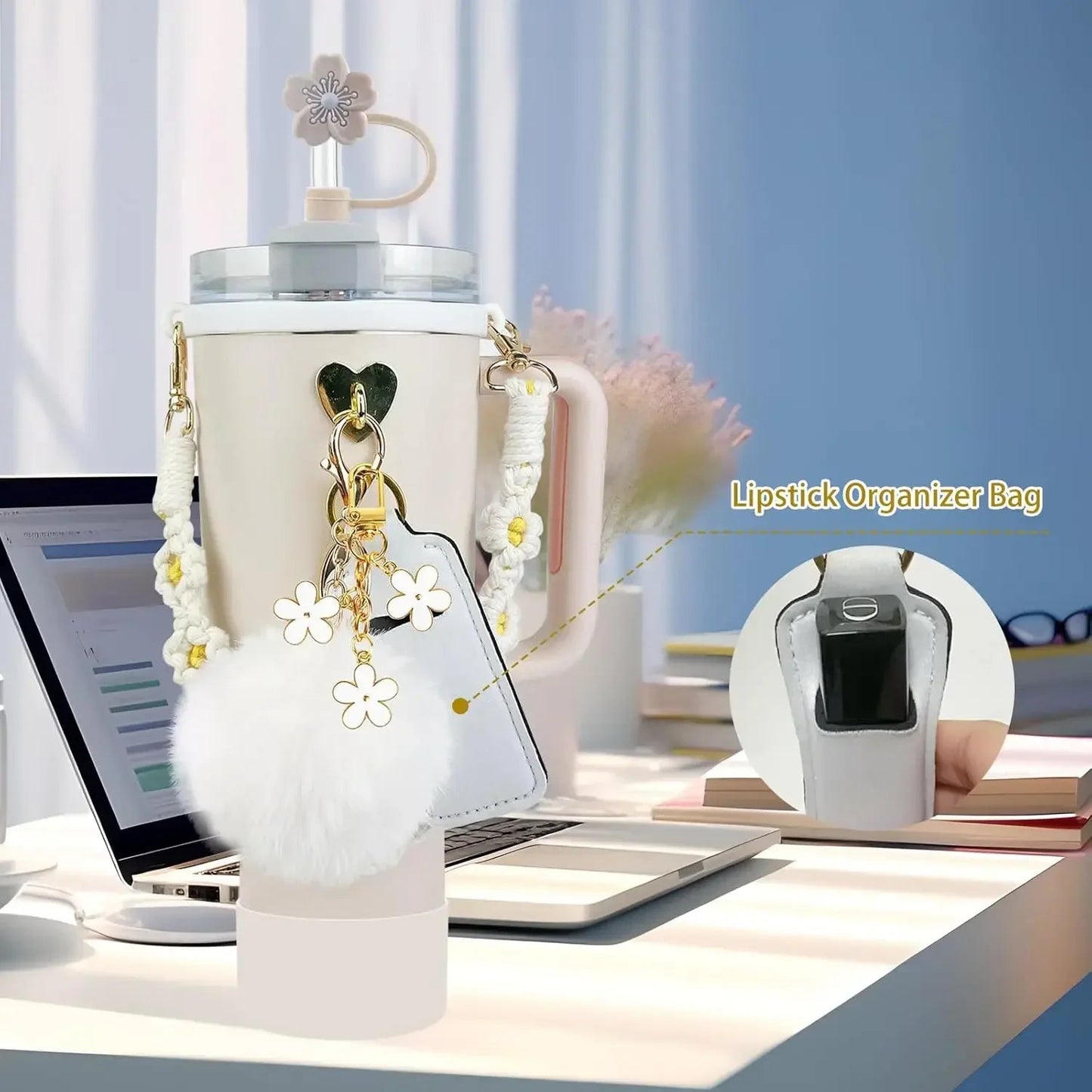 12PCS Accessories for Stanley Cup 30oz 40oz Tumbler Water Bottle Handle Strap Straw Toppers Keychain Charms Silicone Cup Boot Good Vibrations Adult Super Store