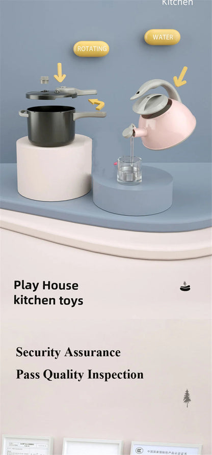 Toy Kitchen for Kids Cooking Utensils Children's Pretend Play Cutting Miniature Food Set Pot Pan Educational Unisex Novel Gift Good Vibrations