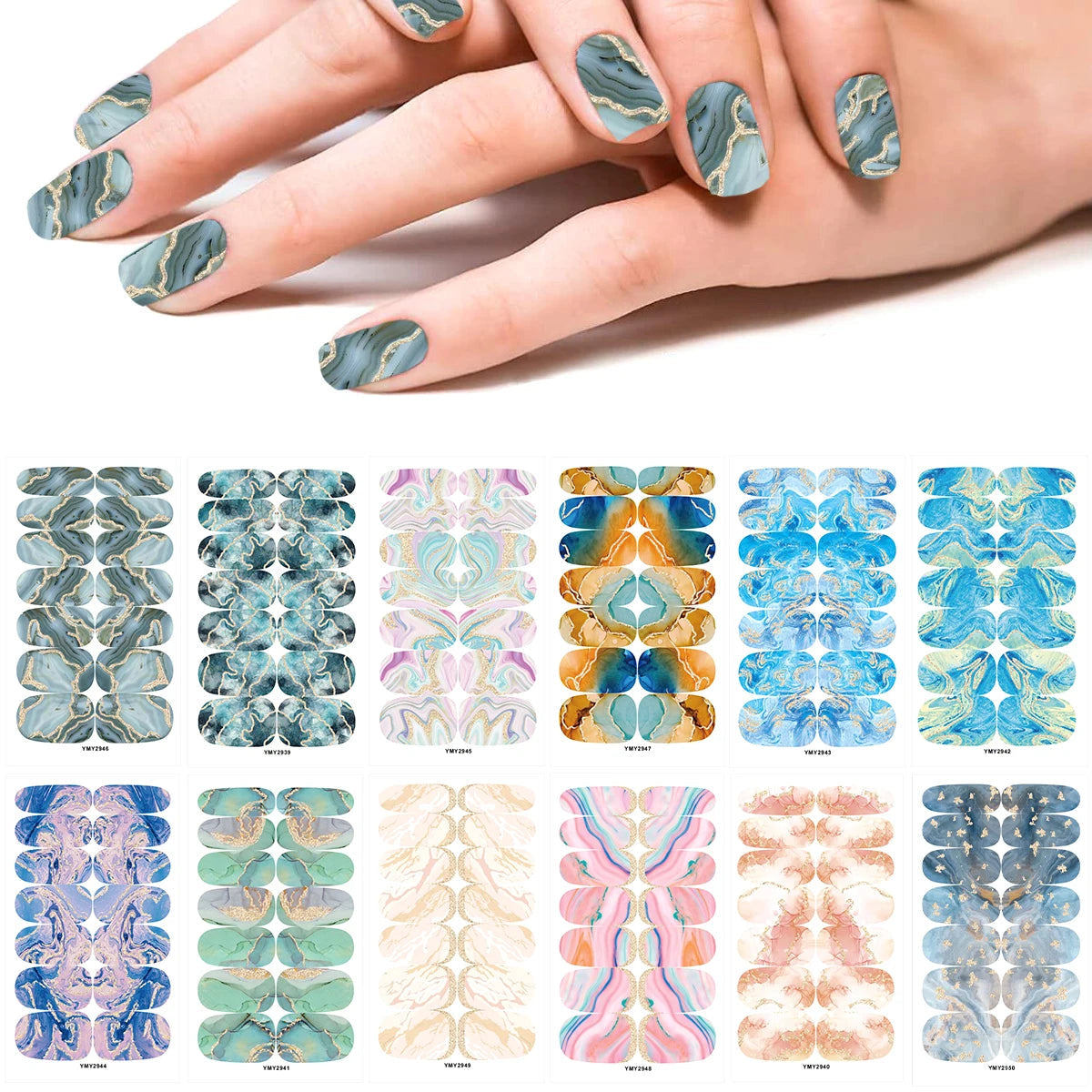 10 Sheets Vibrant Full Wrap Nail Polish Stickers Self-Adhesive Nail Decals for DIY Nail Art Manicure Designer Nail Art Stickers Good Vibrations