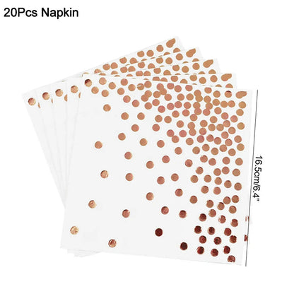 Rose Gold Party Disposable Tableware Set Paper Plate Cup Kids Adult Birthday Wedding Bachelorette Party Decoration Baby Shower Good Vibrations