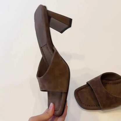 High Heels Women 2026 New French Sexy Open Toe High Heel Sandals and Slippers Square Toe Slippers Good Vibrations